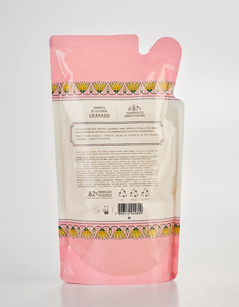 Refil Sabonete Líquido de Glicerina Granado Calêndula 300ml